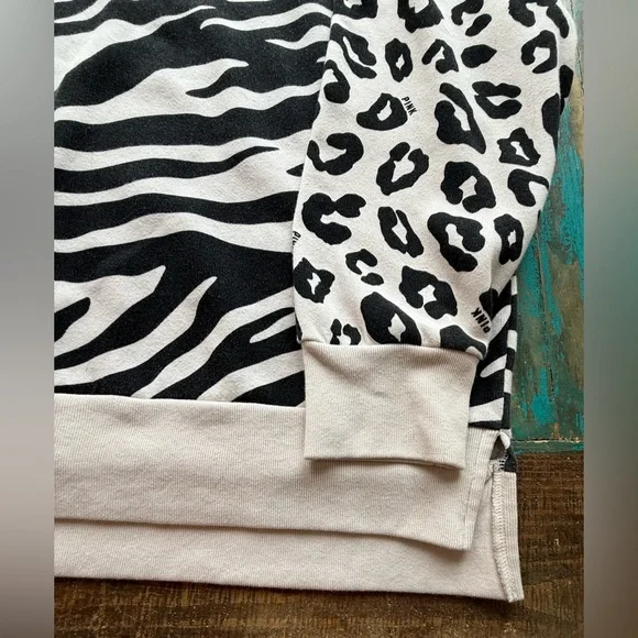 Victoria's Secret Black and White Animal Print Sweatshirt - Picture 3 of 5